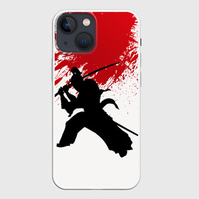Чехол для iPhone 13 mini с принтом УДАР НИНДЗЯ в Петрозаводске,  |  | blood | japan | ninja | samurai | брызги | катана | кимоно | костюм | кровь | меч | ниндзя | рана | самурай | япония