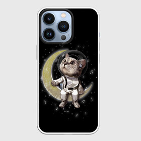 Чехол для iPhone 13 Pro с принтом КОТИК НА ЛУНЕ в Петрозаводске,  |  | astronawt | cat | dark | music | night | space | stars | астронавт | животные | звезды | звери | космонавт | космос | кот | котик | музыка | ночь | плеер | скафандр