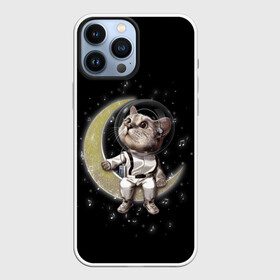 Чехол для iPhone 13 Pro Max с принтом КОТИК НА ЛУНЕ в Петрозаводске,  |  | astronawt | cat | dark | music | night | space | stars | астронавт | животные | звезды | звери | космонавт | космос | кот | котик | музыка | ночь | плеер | скафандр