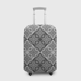 Чехол для чемодана 3D с принтом Черно-белый орнамент  в Петрозаводске, 86% полиэфир, 14% спандекс | двустороннее нанесение принта, прорези для ручек и колес | абстрактный | ажурный | арабский | восточный | кружева | кружевной | современный | черно белый | черный