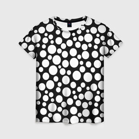 Женская футболка 3D с принтом Черно-белый горох в Петрозаводске, 100% полиэфир ( синтетическое хлопкоподобное полотно) | прямой крой, круглый вырез горловины, длина до линии бедер | в горошек | горох | детский | женский | модный | ретро | черно белый