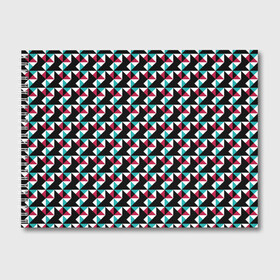 Альбом для рисования с принтом Красно-черный абстрактный узор в Петрозаводске, 100% бумага
 | матовая бумага, плотность 200 мг. | Тематика изображения на принте: абстрактный | геометрические фигуры | модный | молодежный | ртеугольники | современный