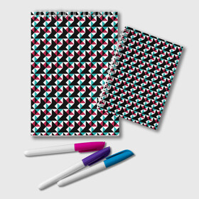 Блокнот с принтом Красно-черный абстрактный узор в Петрозаводске, 100% бумага | 48 листов, плотность листов — 60 г/м2, плотность картонной обложки — 250 г/м2. Листы скреплены удобной пружинной спиралью. Цвет линий — светло-серый
 | Тематика изображения на принте: абстрактный | геометрические фигуры | модный | молодежный | ртеугольники | современный