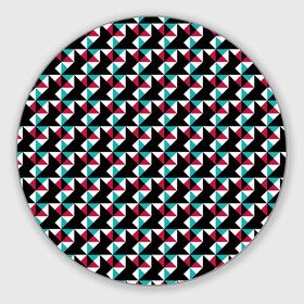 Коврик для мышки круглый с принтом Красно-черный абстрактный узор в Петрозаводске, резина и полиэстер | круглая форма, изображение наносится на всю лицевую часть | абстрактный | геометрические фигуры | модный | молодежный | ртеугольники | современный