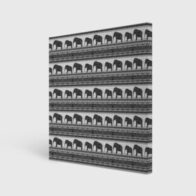 Холст квадратный с принтом Черно-белый узор слоны в Петрозаводске, 100% ПВХ |  | Тематика изображения на принте: африканский | монохромный узор | орнамент | полосы | серый | серый и черный | слоны | этнический