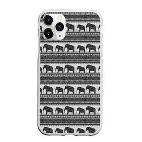 Чехол для iPhone 11 Pro матовый с принтом Черно-белый узор слоны в Петрозаводске, Силикон |  | Тематика изображения на принте: африканский | монохромный узор | орнамент | полосы | серый | серый и черный | слоны | этнический