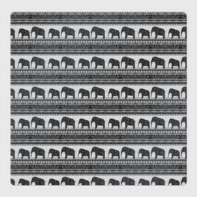 Магнитный плакат 3Х3 с принтом Черно-белый узор слоны в Петрозаводске, Полимерный материал с магнитным слоем | 9 деталей размером 9*9 см | Тематика изображения на принте: африканский | монохромный узор | орнамент | полосы | серый | серый и черный | слоны | этнический