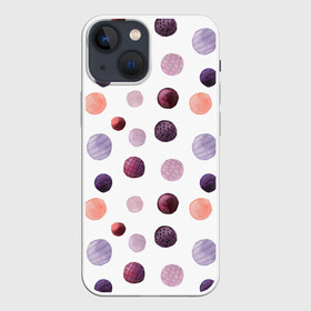 Чехол для iPhone 13 mini с принтом Акварельные сиреневые круги в Петрозаводске,  |  | акварель | круги | розовый | сиреневый | фиолетовый