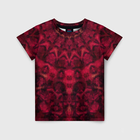 Детская футболка 3D с принтом Модный абстрактный узор в Петрозаводске, 100% гипоаллергенный полиэфир | прямой крой, круглый вырез горловины, длина до линии бедер, чуть спущенное плечо, ткань немного тянется | абстрактный | калейдоскоп | красный | молодежный | популярный | современный | темный