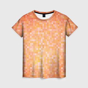 Женская футболка 3D с принтом Оранжевая пиксель абстракция в Петрозаводске, 100% полиэфир ( синтетическое хлопкоподобное полотно) | прямой крой, круглый вырез горловины, длина до линии бедер | halloween | pixel art | абстракция | оранжевый | осенний | пиксели | пиксель арт | пиксельный | рыжий | хэллоуин