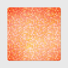 Магнит виниловый Квадрат с принтом Оранжевая пиксель абстракция в Петрозаводске, полимерный материал с магнитным слоем | размер 9*9 см, закругленные углы | halloween | pixel art | абстракция | оранжевый | осенний | пиксели | пиксель арт | пиксельный | рыжий | хэллоуин