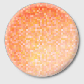 Значок с принтом Оранжевая пиксель абстракция в Петрозаводске,  металл | круглая форма, металлическая застежка в виде булавки | halloween | pixel art | абстракция | оранжевый | осенний | пиксели | пиксель арт | пиксельный | рыжий | хэллоуин
