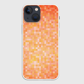 Чехол для iPhone 13 mini с принтом Оранжевая пиксель абстракция в Петрозаводске,  |  | halloween | pixel art | абстракция | оранжевый | осенний | пиксели | пиксель арт | пиксельный | рыжий | хэллоуин