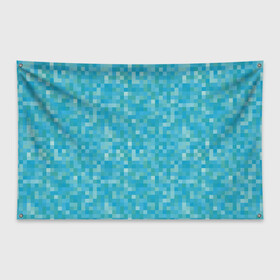 Флаг-баннер с принтом Бирюзовая пиксель абстракция в Петрозаводске, 100% полиэстер | размер 67 х 109 см, плотность ткани — 95 г/м2; по краям флага есть четыре люверса для крепления | pixel art | абстракция | бирюзовый | изумрудный | пиксели | пиксель арт | пиксельный