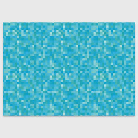 Поздравительная открытка с принтом Бирюзовая пиксель абстракция в Петрозаводске, 100% бумага | плотность бумаги 280 г/м2, матовая, на обратной стороне линовка и место для марки
 | pixel art | абстракция | бирюзовый | изумрудный | пиксели | пиксель арт | пиксельный