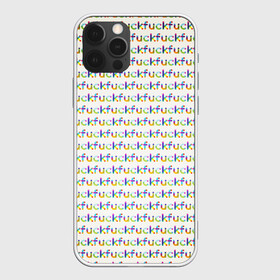 Чехол для iPhone 12 Pro с принтом Fuck паттерн светлый в Петрозаводске, силикон | область печати: задняя сторона чехла, без боковых панелей | мат | надписи | паттерн | прикольные