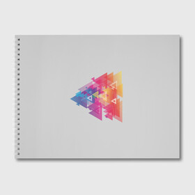 Альбом для рисования с принтом Цветные треугольники в Петрозаводске, 100% бумага
 | матовая бумага, плотность 200 мг. | искусство | прямоугольник | пурпурный | симметрия | треугольник | цвет