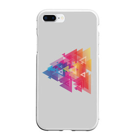 Чехол для iPhone 7Plus/8 Plus матовый с принтом Цветные треугольники в Петрозаводске, Силикон | Область печати: задняя сторона чехла, без боковых панелей | искусство | прямоугольник | пурпурный | симметрия | треугольник | цвет