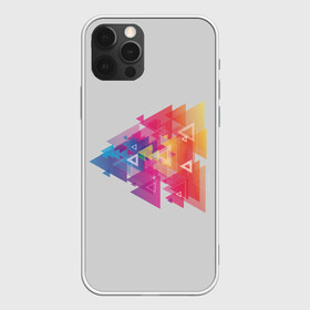 Чехол для iPhone 12 Pro с принтом Цветные треугольники в Петрозаводске, силикон | область печати: задняя сторона чехла, без боковых панелей | искусство | прямоугольник | пурпурный | симметрия | треугольник | цвет
