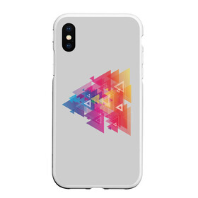 Чехол для iPhone XS Max матовый с принтом Цветные треугольники в Петрозаводске, Силикон | Область печати: задняя сторона чехла, без боковых панелей | искусство | прямоугольник | пурпурный | симметрия | треугольник | цвет