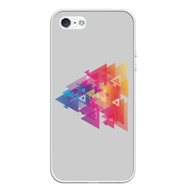 Чехол для iPhone 5/5S матовый с принтом Цветные треугольники в Петрозаводске, Силикон | Область печати: задняя сторона чехла, без боковых панелей | искусство | прямоугольник | пурпурный | симметрия | треугольник | цвет