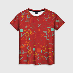 Женская футболка 3D с принтом Mathematics Geometry Geometric в Петрозаводске, 100% полиэфир ( синтетическое хлопкоподобное полотно) | прямой крой, круглый вырез горловины, длина до линии бедер | plus | геометрический узор | круги | прямоугольник | треугольник