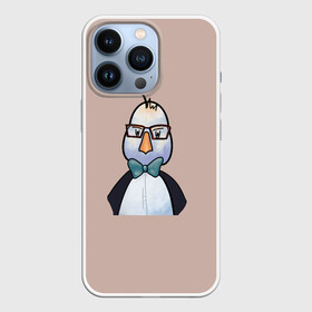 Чехол для iPhone 13 Pro с принтом Умная птица в Петрозаводске,  |  | bird | brain | scientist | голубь | мозг | очки | пингвин | птица | учёный
