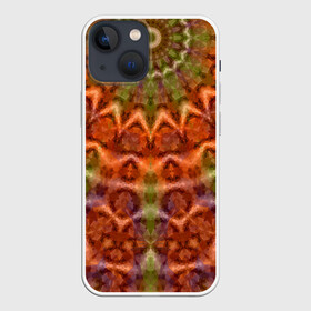 Чехол для iPhone 13 mini с принтом Оранжево оливковый калейдоскоп в Петрозаводске,  |  | калейдоскоп | коричневый | круглый орнамент | модный | мозаика | мозаичный узор | оливковый | оранжевый | орнамент | этнический