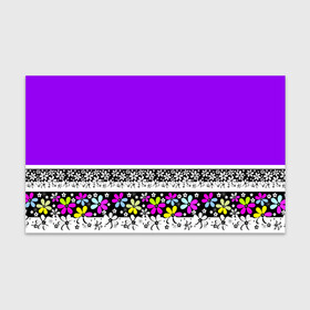 Бумага для упаковки 3D с принтом Яркий фиолетовый цветочный  в Петрозаводске, пластик и полированная сталь | круглая форма, металлическое крепление в виде кольца | детский | женский | кайма | лето | разноцветные ромашки | ромашки | фиолетовый | фиолетовый и желтый | цветочный узор | цветы