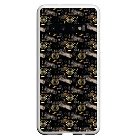 Чехол для Samsung Galaxy S10 с принтом Стимпанк . Черный фон. в Петрозаводске, Силикон | Область печати: задняя сторона чехла, без боковых панелей | ключи | креативный | металлический | металлический предметы | модный | современный | стильный узор | черный