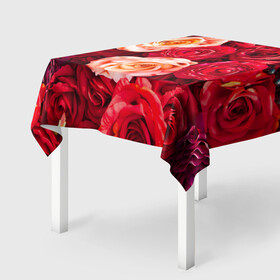 Скатерть 3D с принтом Букет роз в Петрозаводске, 100% полиэстер (ткань не мнется и не растягивается) | Размер: 150*150 см | большие | букет | девушкам | красивые | пышные | розы | цветы | яркие