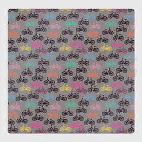 Магнитный плакат 3Х3 с принтом Цветные велосипеды паттерн в Петрозаводске, Полимерный материал с магнитным слоем | 9 деталей размером 9*9 см | велосипеды | велоспорт | горные велосипеды | паттерн | спортивные велосипеды | спортивный | цветной принт