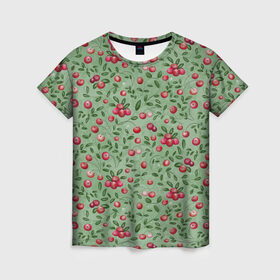 Женская футболка 3D с принтом Клюква на болоте в Петрозаводске, 100% полиэфир ( синтетическое хлопкоподобное полотно) | прямой крой, круглый вырез горловины, длина до линии бедер | бесшовный паттерн | болото | ботанический | в подарок | для детей | клюква | красный с зеленым | лес | осень | природа | цветной | ягоды | яркий