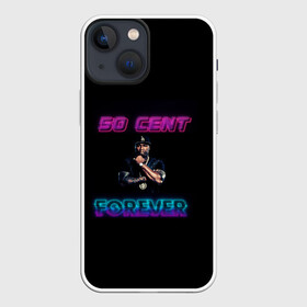 Чехол для iPhone 13 mini с принтом 50 Cent в Петрозаводске,  |  | исполнитель | музыкант | розовый | рэпер | сине фиолетово неоновый | черный