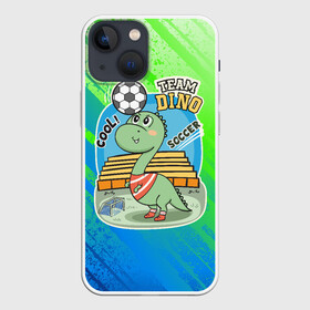 Чехол для iPhone 13 mini с принтом Динозаврик футболист в Петрозаводске,  |  | soccer | дино | динозавр | динозаврик | мячик | футбол