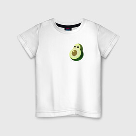 Детская футболка хлопок с принтом Няшный авокадо в Петрозаводске, 100% хлопок | круглый вырез горловины, полуприлегающий силуэт, длина до линии бедер | Тематика изображения на принте: avocado | cartoon | cute | fruits | kawaii | авокадо | каваи | мило | фрукты