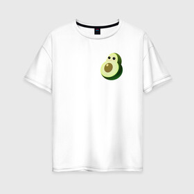 Женская футболка хлопок Oversize с принтом Няшный авокадо в Петрозаводске, 100% хлопок | свободный крой, круглый ворот, спущенный рукав, длина до линии бедер
 | avocado | cartoon | cute | fruits | kawaii | авокадо | каваи | мило | фрукты