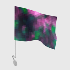 Флаг для автомобиля с принтом Разноцветный геометрический уз в Петрозаводске, 100% полиэстер | Размер: 30*21 см | абстрактный | геометрический | зеленый | квадраты | клетка | клетчатый узор | молодежный | сиреневый | фиолетовый