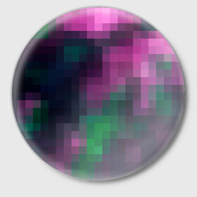 Значок с принтом Разноцветный геометрический уз в Петрозаводске,  металл | круглая форма, металлическая застежка в виде булавки | абстрактный | геометрический | зеленый | квадраты | клетка | клетчатый узор | молодежный | сиреневый | фиолетовый