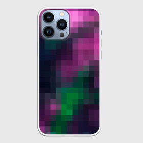 Чехол для iPhone 13 Pro Max с принтом Разноцветный геометрический уз в Петрозаводске,  |  | абстрактный | геометрический | зеленый | квадраты | клетка | клетчатый узор | молодежный | сиреневый | фиолетовый