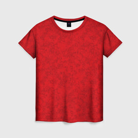 Женская футболка 3D с принтом Ярко-красный мраморный узор в Петрозаводске, 100% полиэфир ( синтетическое хлопкоподобное полотно) | прямой крой, круглый вырез горловины, длина до линии бедер | абстрактный | алый | камень | красный | красный мрамор | мрамор | мраморный узор | современный