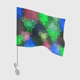 Флаг для автомобиля с принтом Разноцветный геометрический уз в Петрозаводске, 100% полиэстер | Размер: 30*21 см | абстрактный | зеленый | молодежный | разноцветный узор | ромбы | синий | текстура
