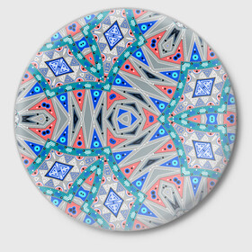 Значок с принтом Серо-синий абстрактный узор  в Петрозаводске,  металл | круглая форма, металлическая застежка в виде булавки | абстрактный | асимметричный | креативный | молодежный | серый | синий | современный