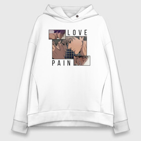 Женское худи Oversize хлопок с принтом Pain Love Killing Stalking в Петрозаводске, френч-терри — 70% хлопок, 30% полиэстер. Мягкий теплый начес внутри —100% хлопок | боковые карманы, эластичные манжеты и нижняя кромка, капюшон на магнитной кнопке | anime | killing stalking | manhwa | oh sangwoo | аниме | манга | манхва