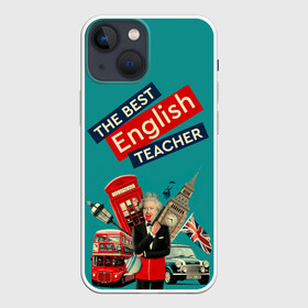 Чехол для iPhone 13 mini с принтом Лучший учитель английского языка в Петрозаводске,  |  | english | англ | английский язык | день учителя | инглиш | классный | колледж | наставник | образование | педагог | преподаватель | руководитель | училище | учитель | школа | язык