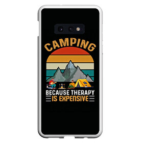 Чехол для Samsung S10E с принтом Camping в Петрозаводске, Силикон | Область печати: задняя сторона чехла, без боковых панелей | camp | camping | retro | travel | винтаж | интроверт | кемпинг | отдых | отпуск | приключение | ретро | социопат | туризм | турист | туристические | юмор