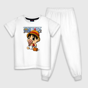 Детская пижама хлопок с принтом Малыш Луффи One Piece в Петрозаводске, 100% хлопок |  брюки и футболка прямого кроя, без карманов, на брюках мягкая резинка на поясе и по низу штанин
 | anime | manga | monkey d. luffy | one piece | аниме | большой куш | ван пис | вон пис | капитан | король пиратов | луси | луфи | луффи | луффи но уми | луффи таро | манга | манки д. луффи | мугивара | пират | пятый император