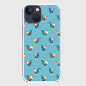 Чехол для iPhone 13 mini с принтом Петушки паттерн в Петрозаводске,  |  | rooster | паттерн | петух | петушки | птица | рисунок