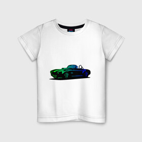 Детская футболка хлопок с принтом SHELBI COBRA I Шелби Кобра в Петрозаводске, 100% хлопок | круглый вырез горловины, полуприлегающий силуэт, длина до линии бедер | дрифт. | кабриолет | неоновая машина | скорость | спорткар