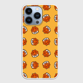 Чехол для iPhone 13 Pro с принтом Тигры паттерн в Петрозаводске,  |  | Тематика изображения на принте: дикие животные | желтый | иллюстрация | крупные кошки | крупный рисунок | паттерн | песочный цвет | рисунок | рыжий | сафари | тигры
